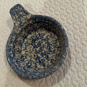 Henn Pottery Lugged Bowl Blue Spongewear Soup Dip Appetizer